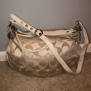 Coach Cream Satin & Leather Bag w/Matching Wallet